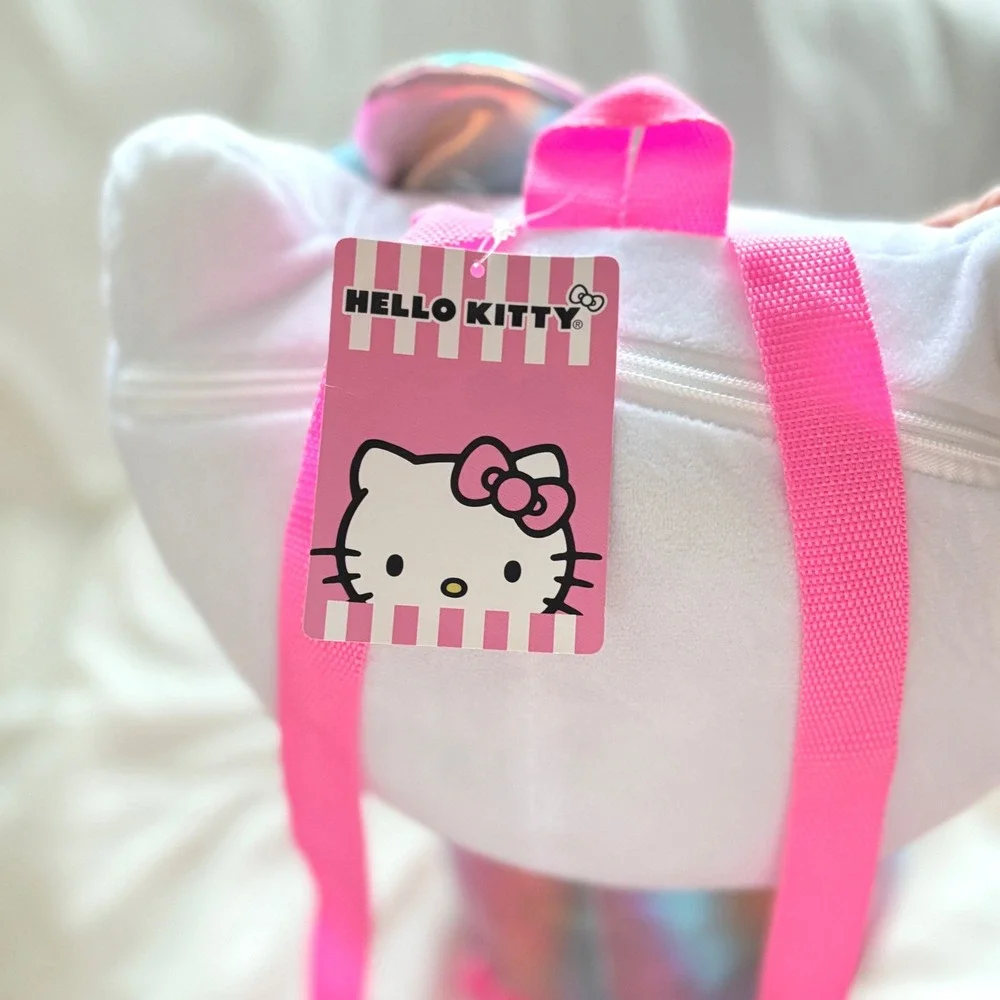 Hello Kitty Plush Backpack Sanrio Pink Iridescent Rainbow Mini Backpack NWT